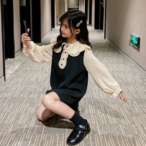 

2020 корейской версии ребенка воротник новой dressbig девушки платье принцессы dressdoll dressskirt девушки иностранный стиль рубашки принце, Black;gray