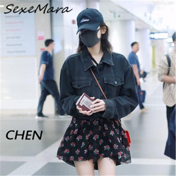 

women's jackets slim short fashion denim jacket plus size 2021 vintage black spring print solid women, Black;brown