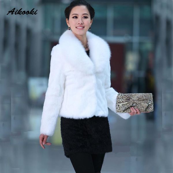 

aikooki women high end luxury faux fur europe winter fur coat furry shaggy clothes imitation soft lady warm coats, Black