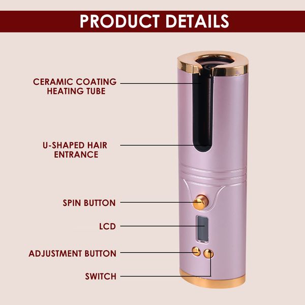 

electric hair curler rotating automatic curling iron wireless hair curler led display temperature adjustable hairstyle tool perfections
