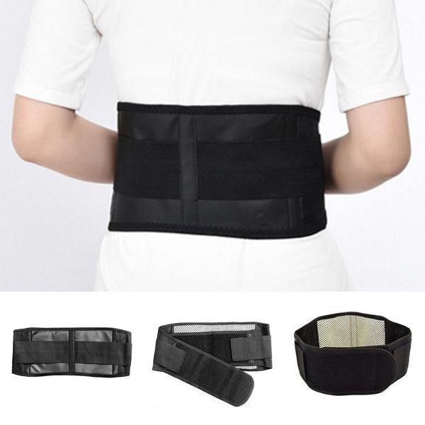

waist support adjustable tourmaline self heating magnetic therapy back belt lumbar brace massage band health care1, Black;gray