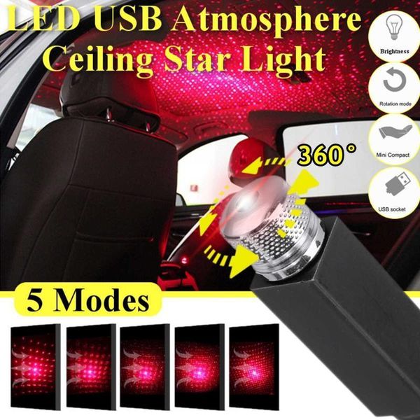 

led 5 modes usb car interior atmosphere ceiling night star light lamp flexible pipe roof decoration red purple color accessories1