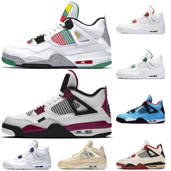 

fashion carnival travis scotts sail 4 psgs 4s jumpman womens mens basketball shoes court purple orange metallic trainers sneakers