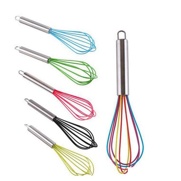 

10 inch egg beater whisk stirrer color sile egg whisk stainless steel handle egg mixer household ba sqcmry ppshop01