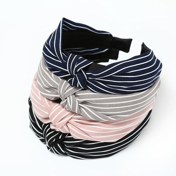 

hair accessories make-up hoop cute striped knotted headband headdress women fashion bow broadside