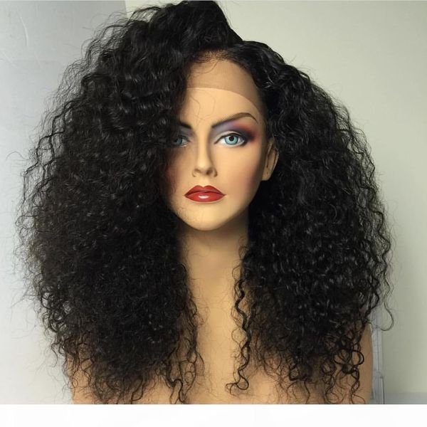 

bythair brazilian wet and wavy human hair wigs brazilian water wave lace front wigs glueless full lace wigs bleached knots, Black;brown