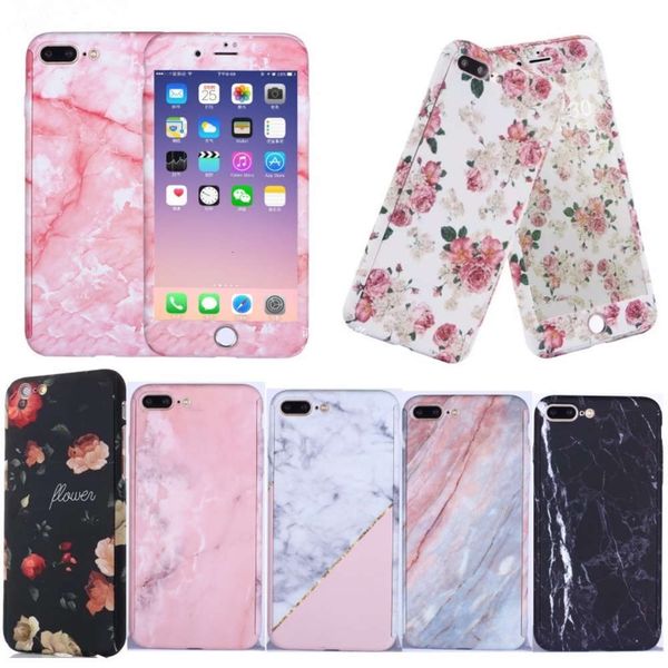 

360 degree marble and flower case, hard plastic case for vip 11 pro x xs max xr 8 7 6 s plusvfe1