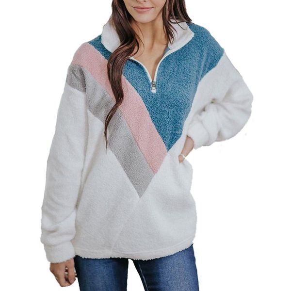 

women's hoodies & sweatshirts women fashion long sleeve color block sweater female casual fall warm winter zipper coat outwear for ladi, Black