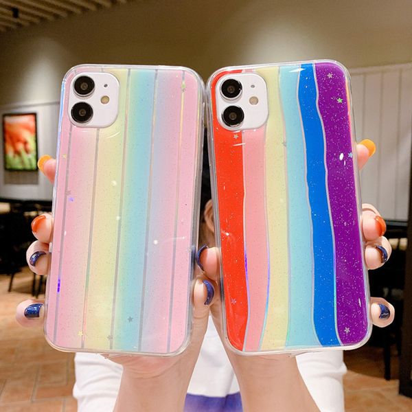

fashion laser rainbow gradient phone case for iphone 12 mini 12/12pro 12promax 11/11pro/11pro max popular protective sleeve back cover