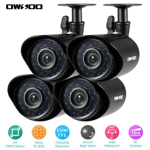 

wireless camera kits owsoo 4pcs 1500tvl outdoor surveillance security system plug and play cctv 24 infrared leds night vision