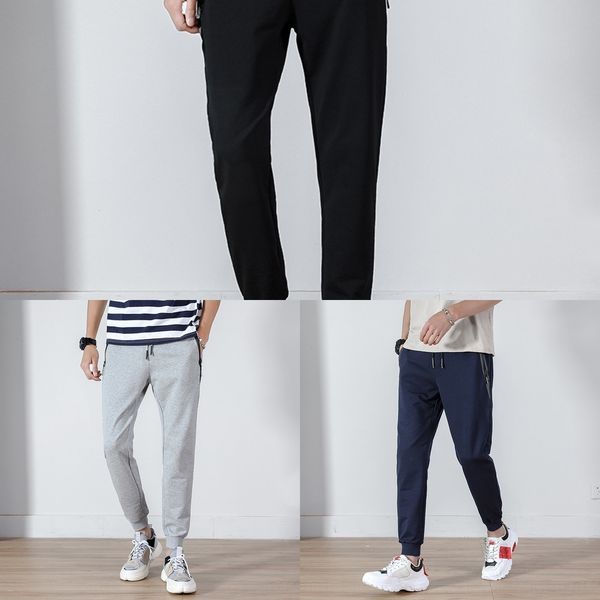

pdpxy autumn men's trousers men's sports caprisfashion brand knitted pantselastic pants autumn pantsstudent leggings casual pantst, Blue