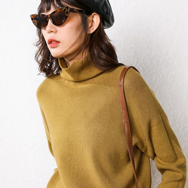 

lhzsyy 2020 selling autumn winter new women turtleneck knit sweater warm short large size pullover soft wild female sweater, White;black