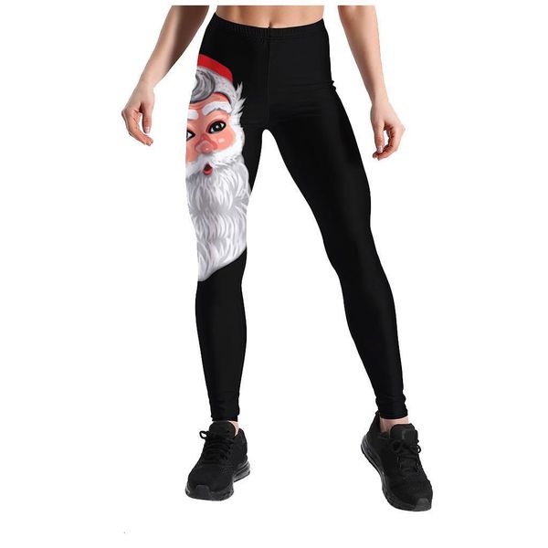 

push up women leggings santa claus print skinny slim high waist pants joggng ladies workout christmas legging sweatpants z1210, Black