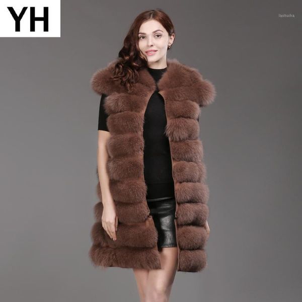 

winter women real fur vest long style sleeveless fur coat warm soft lady real gilet 100% natural gilet1, Black