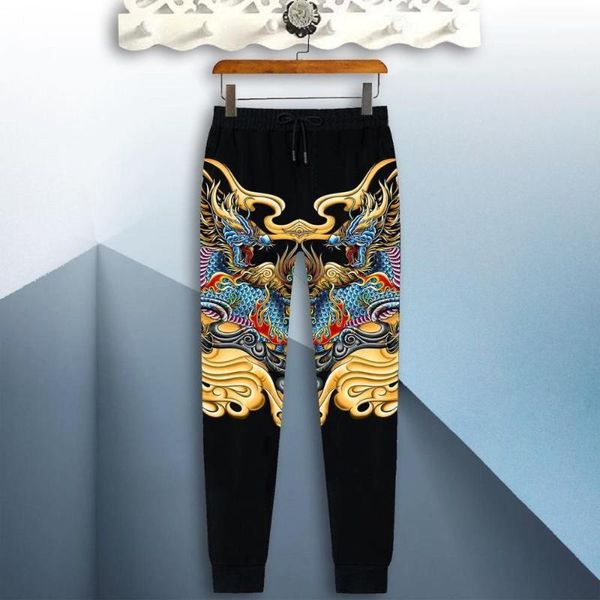 

spring and autumn new men's casual trousers sweatpants youth loose large size elastic trousers 3d trend printing men's clothing1, Black