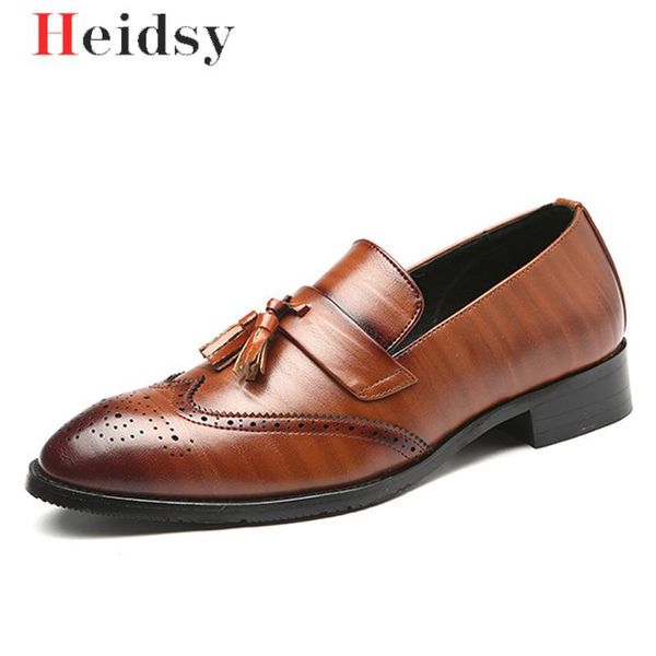 

classic men dress shoes leather wingtip carved italian brogue oxford shoes man formal business office casual flat size 48, Black