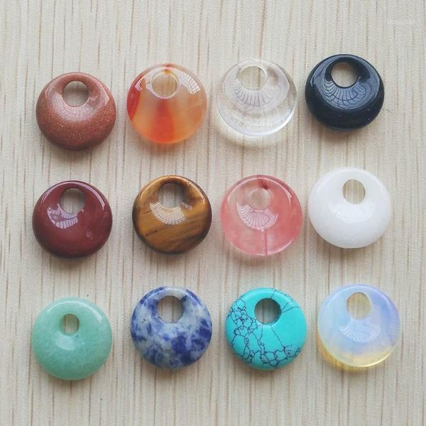 

wholesale- 2016 new assorted natural stone gogo donut charms pendants beads 18mm for jewelry making wholesale 12pcs/lot, Black