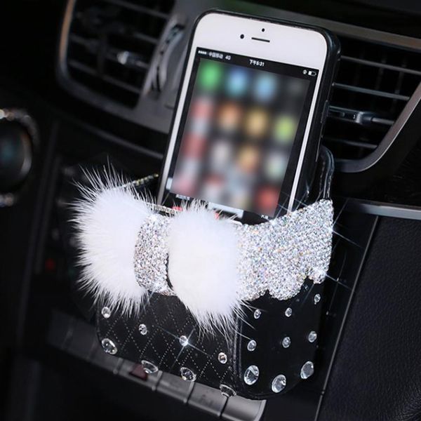 

43fgdiamond crystal mobile bling phone holder storage box decor accessories organizers bag car styling