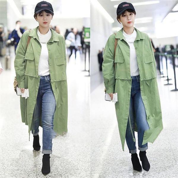 

the same green stitching lapel two removable long medium windbreaker jackets bf former women college 2019 long coat woman1, Tan;black