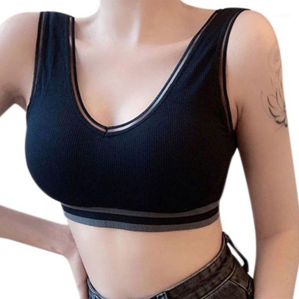 

plus size women bras vest with pad seamless underwear breathable gym fitness athletic running jogging solid color sport 1, Red;black