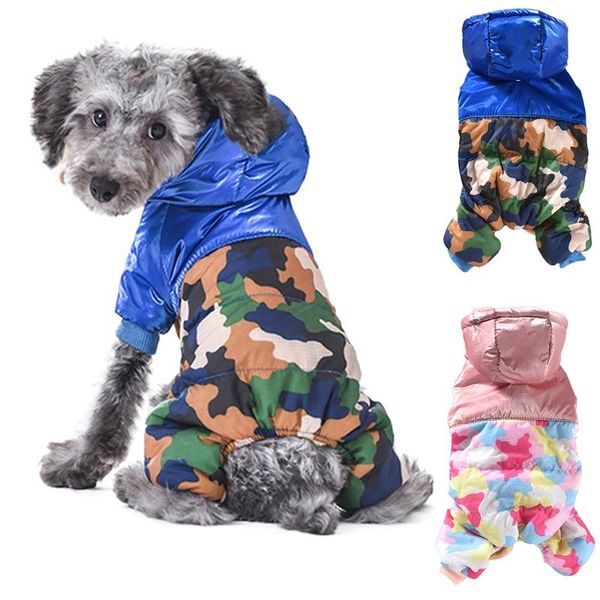 

dog apparel stitched printed jumpsuit for dogs pet clothes winter warm cotton coats waterproof jacket puppy coat outfits