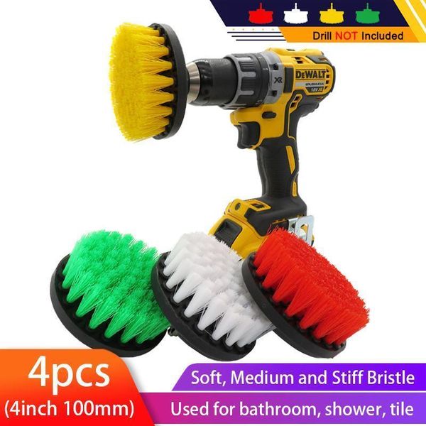 

4pcs drill kit scrubber brush set electric drill brush for shower bathroom car leather plastic wooden furniture cleaning kit q sqclqa