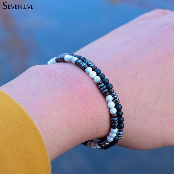

charm bracelets 4mm mixed color natural stone bracelet men's elastic beads tibetan buddhism lapis lazuli yoga jewelry and women's, Golden;silver