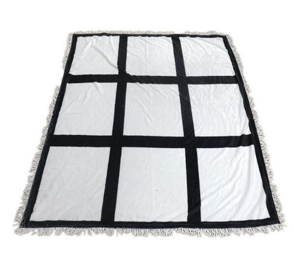 

125*150cm sublimation blanket plaid tassels thermal heat transfer fleece plush mat diy plain carpet 9 15 20 panels plaids blankets f102002