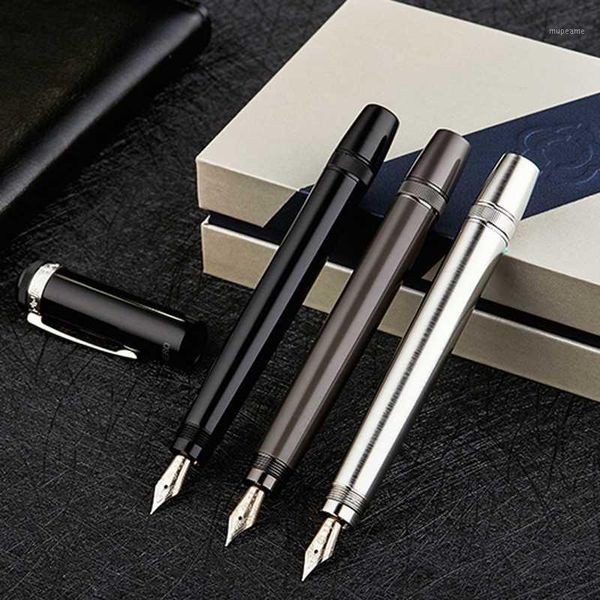 

fountain pens luxury quality hero 718 pen set box nib black stainless steel gun gray gold ink stationery office supplies1