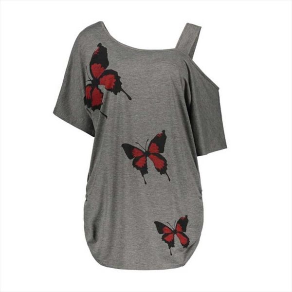 

butterfly printing crop cold shoulder shirt cami plus summer for women 2020 ap26, White
