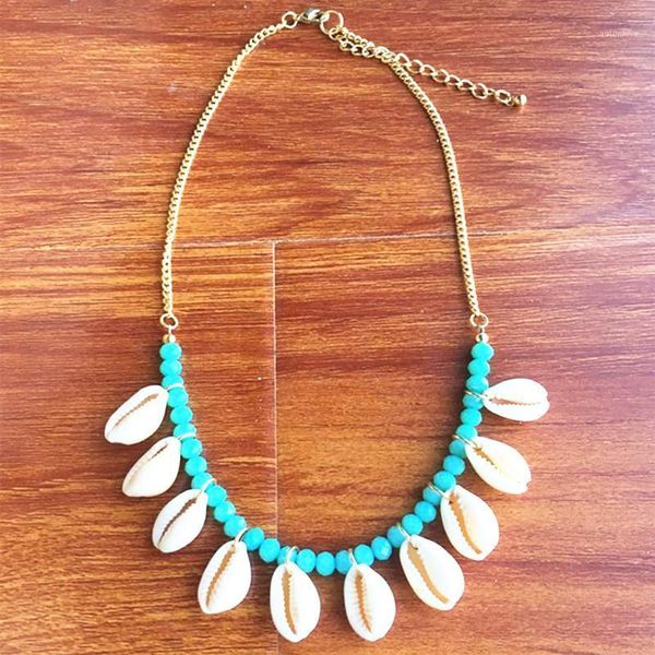 

dongmu jewelry new bohemian shell crystal short necklace ladies fashion accessories summer birthday gift party1, Golden;silver