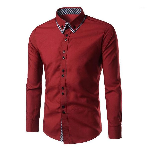 

men's new long sleeve shirt classic plaid slim shirt1, White;black