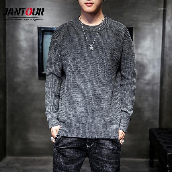 

2020 new autumn winter knitted vintage fashin sweaters men loose coarse wool pullover letter printed sweater male clothing1, White;black