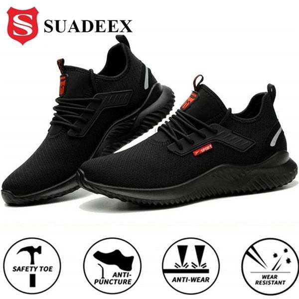 

suadeex steel toe puncture proof shoes for men women anti-smashing indestructible safety work sneakers y200915, Black;brown
