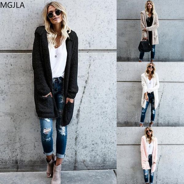 

new mid long cardigan in europe and america autumn and winter 2021 woman sweaters y2k cardigan knitted sweater, White