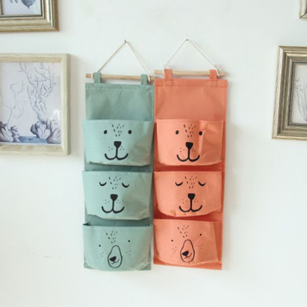

storage bags hanging organizer with 3 pockets wall mounted storage bag suitable for children's room bedroom door