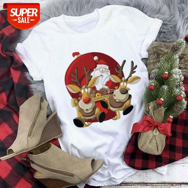 

ZOGANKI Women T Shirt Christmas Xmas Cartoon Printed Top Tshirt New Year T-shirt Fashion Harajuku Tee Shirt Femme #eW03, White