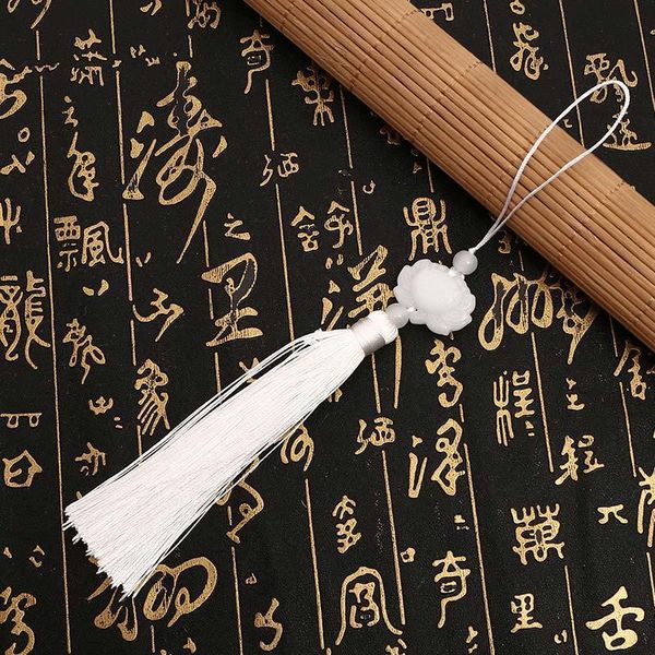 

10pcs lot 12cm white jade lotus flower tassel silk fringe sewing tassel trim decorative key tassels for curtain home decoration h bbypgj