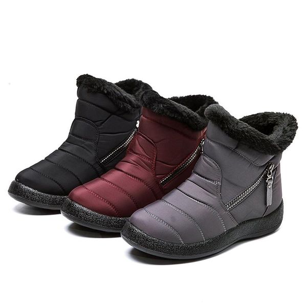 

new warm snow boots women plus fluffy waterproof cotton shoes high-waterproof warm boots for children, Black
