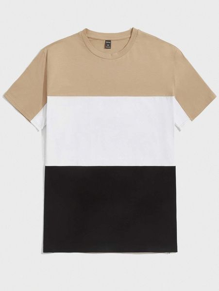 

men color block fitted tee r8f5#, White;black