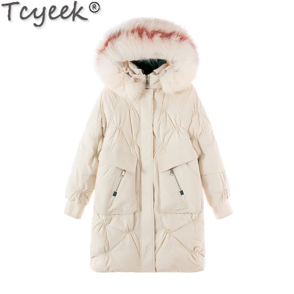 

women's down jacket warm winter woman coat female real fur collar hooded parka fashion clothes 2020 mujer chaqueta pph1325, Black