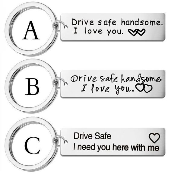 

fashion men women gifts engraved drive safe handsome i love you couples boyfriend girlfriend gift jewelry car key ch qylufz, Black
