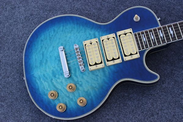 

new standard custom electric guitar blue color guitarra.3 pickups,support customization gitaar.one piece neck and body.real ps