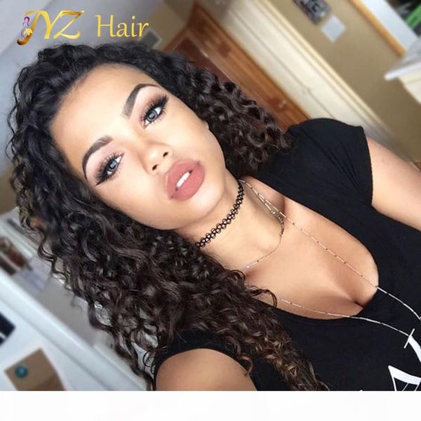 

jyz indian virgin hair full lace human hair wigs glueless full lace wigs loose deep wave lace front wig for black women, Black;brown