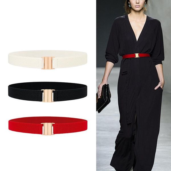 

тонкие пояса для женщин платье упругая талия уплотнение золотая пряжка ремень новый простой дизайн черные растягивающиеся камельбунды детски, Black;brown