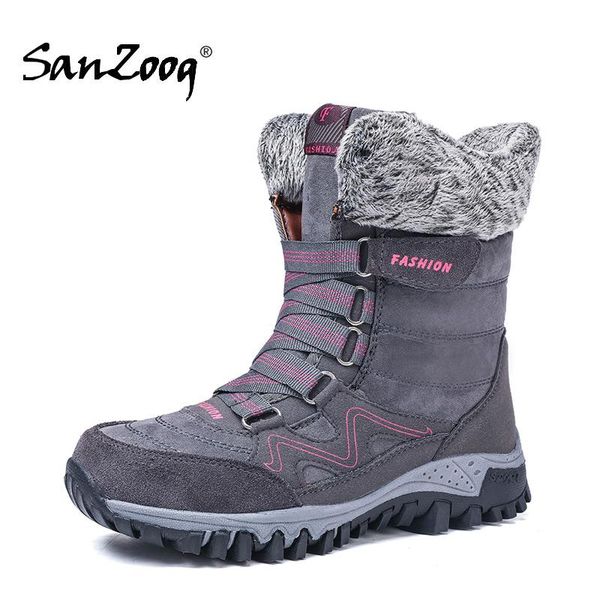 

зима женщины замши мех снега сапоги на шнуровке botte femme hiver 2020 botas mujer invierno buty zimowe damskie, Black