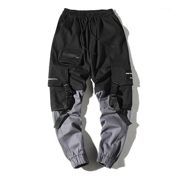 

zhuzunzhe 2020 man pants new fashion streetwear stitching color joggers hip hop long pants men elastic waist cargo men1, Black