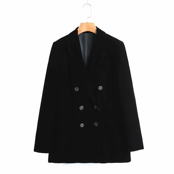 

2021 new women new black fashion simplicity commute double breasted suit female lapel long sleeves coat 7084, White;black