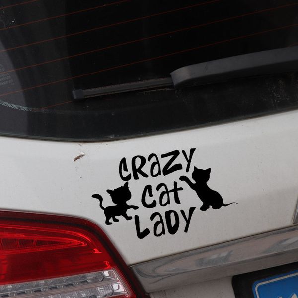 

car sticker decal crazy cat lady kitten funny car sticker pet sticker cover scratch , 16cm*9cm