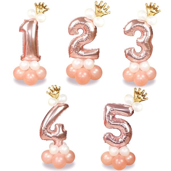 

13pcs/set rose gold foil happy baby shower kids birthday party decorations number balloons